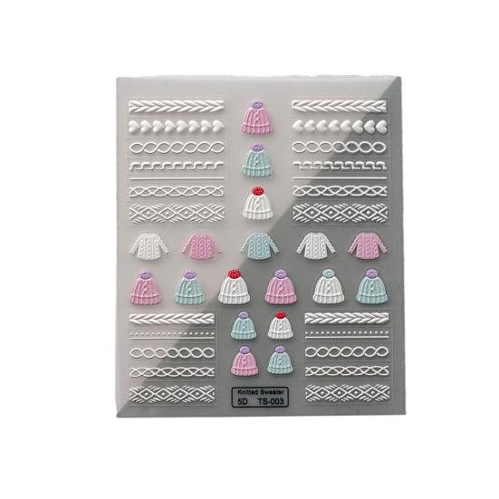 Embossed Nails Art Stickers Creative 5D Engraved Woolen Yarn Pattern Manicure Decals Exquisite DIY Nail Design
