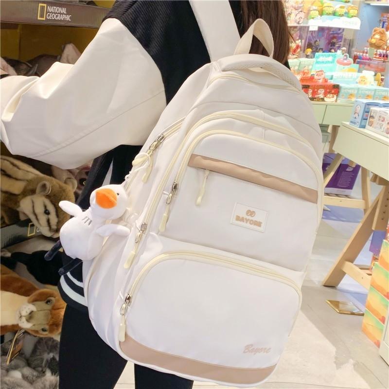 Letter Bayore Pattern Backpack Multi Compartment Ergonomic Casual Schoolbag