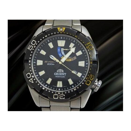 Orient M-Force Ref.SEL0A001B0 SS Black Dial Power Reserve Indicator Triple Bracelet Equipped