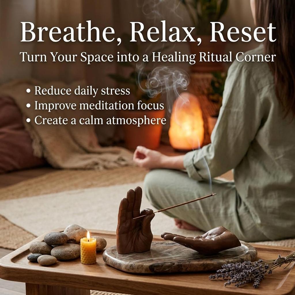 Incense Stick Holder Hand Sculpture Zen Home Decor Ash Catcher Matte Finish Housewarming Gift