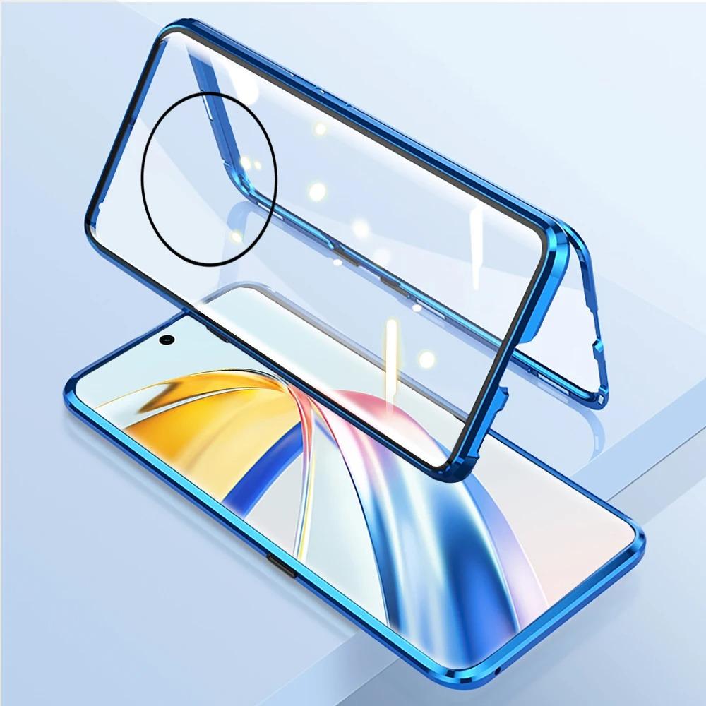 Capa Metálica Magnética Para Huawei Honor X9b X9a X9c 5G X40 X50 X60 Pro Capa de Vidro Temperado de Dupla Face