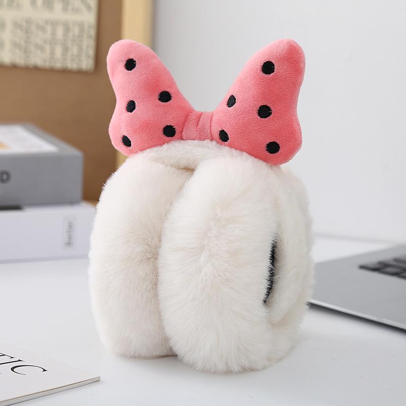Foldable Plush Winter Earmuffs with Cute Bowknot - Thick, Warm, and Cold-Proof