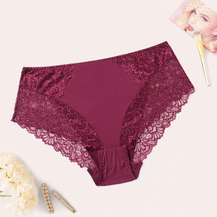 Plus Size Sexy Women Underwear Mid High Waist Floral Lace Ultra Thin Briefs 0Xl 1Xl 2Xl 3Xl 4Xl 5Xl