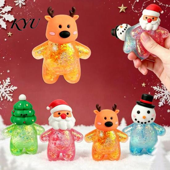Safe TPR Squeeze Toys Christmas Santa Snowman Stress Ball, Slow Rising Soft Fidget for Anxiety Toy Relief, Cute Holiday Decompression Gift Portable
