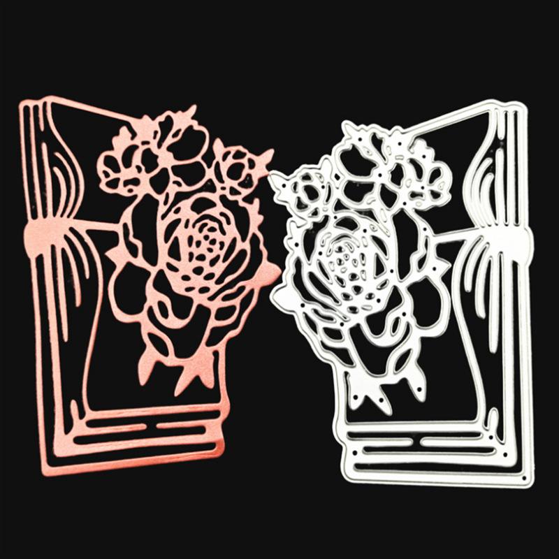 Bücher In Blumen Metall Stanzformen Schablone für DIY Scrapbooking Fotoalbum Prägepapier Karten Basteln Stanzteile