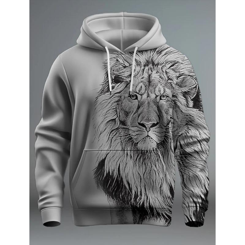 Animal Lion Pattern 3D Printed Men s Hoodie Spring and Autumn Casual Long Sleeve Hoodie Street Loose Sweatshirts Men s Tops S