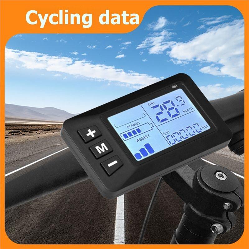 HW-E-Bicycle Display LCD G51 Mini Display 24V-48V With Lights Cable For Electric Bike Accessory SM Connector2