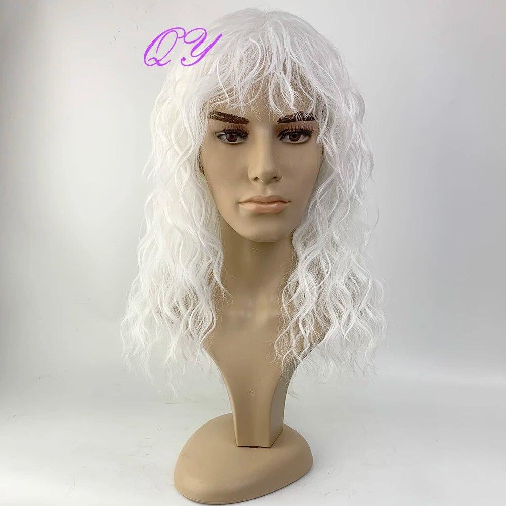 Synthetic Long Blonde  Water Ripple Hair Wigs For Men Curly Natural Wig Adjustable Size Suitable for Daily Wear Man Hair Wig