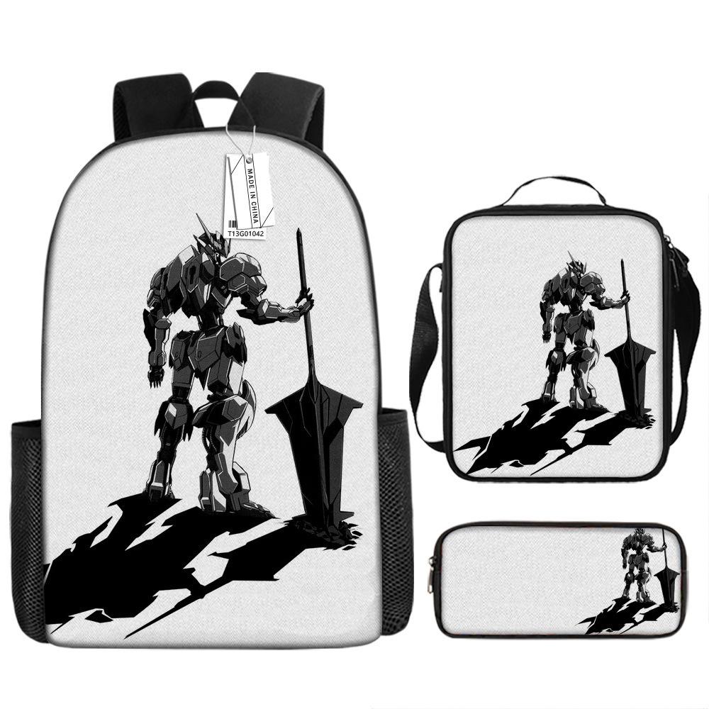 Gundam Backpack 3D Pattern Anime Backpack Student Printed School Bag Three-piece Set