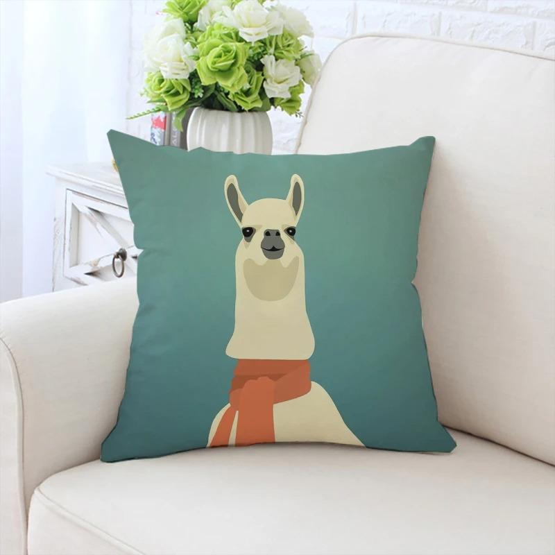 Cute Cartoon Alpaca Pillowcase Car Ornaments Office Living Room Sofa Home Pillowcase