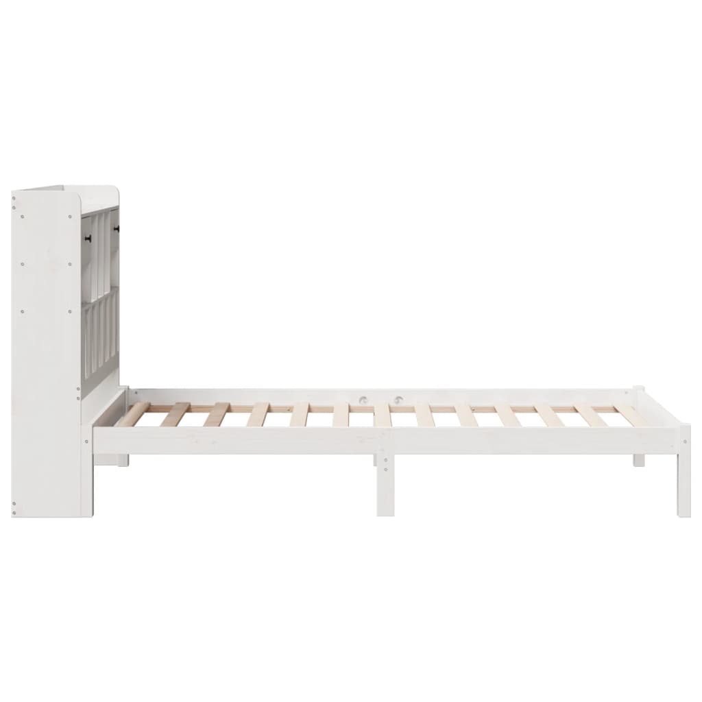 Solid Wood Bed with Shelf Without Mattress White 75x190 cm Pine