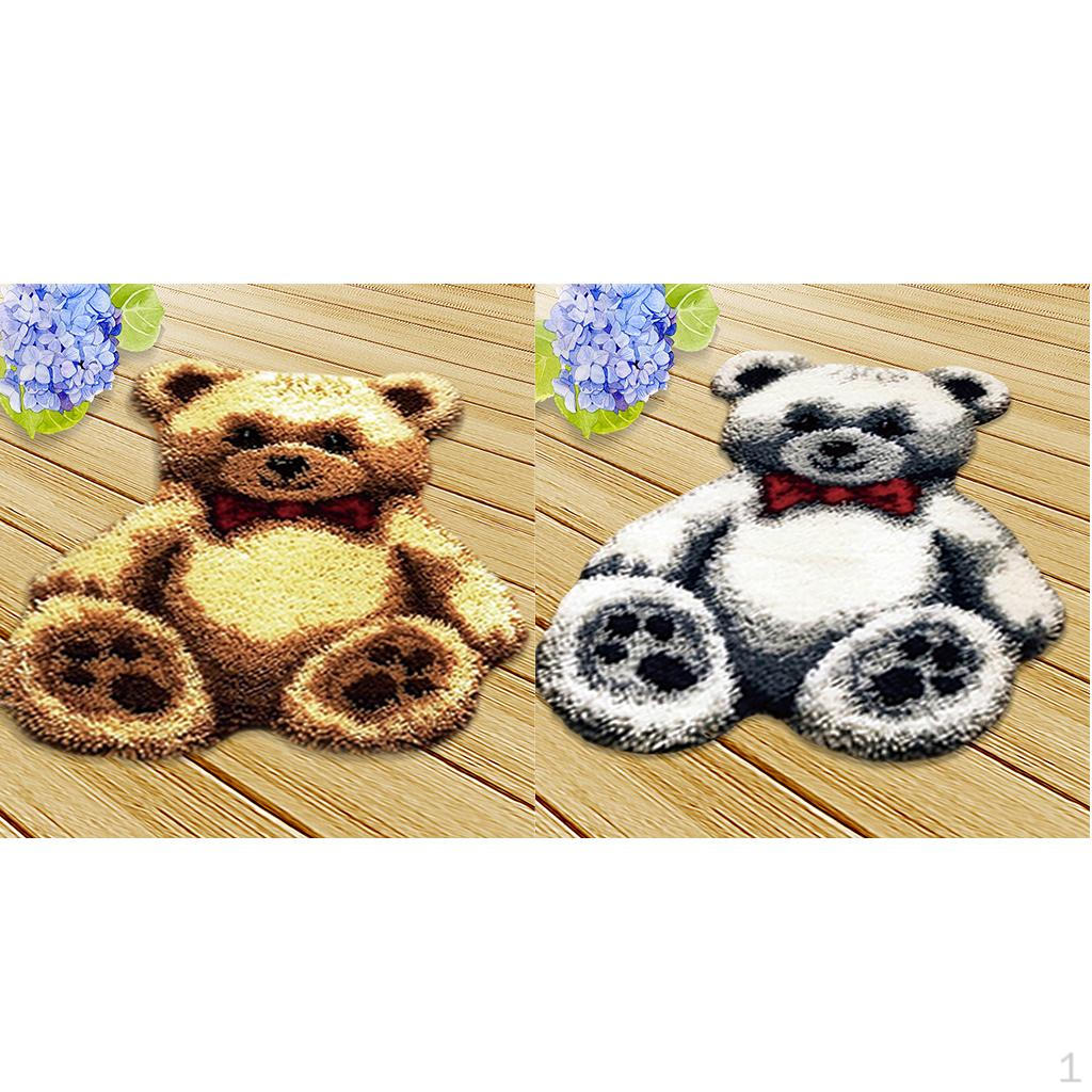 

2 набора ковриков с узлами для плетения ковров, формованные, для детей и взрослых, с мотивом медведя