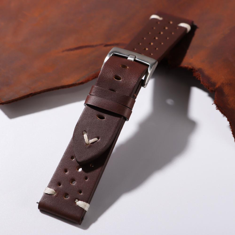 20mm 22mm Prémiový Originální Olejový Vosk Měnící Barvu Kožený Řemínek Rychloupínací Retro Řemínek z Telecí Kůže Univerzální Řemínky pro Muže Ženy