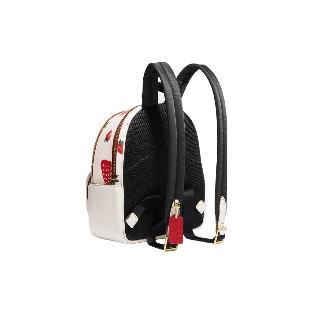 New COACH Court Coated Canvas With Pebbled Leather Backpack Mini Women's White/Red CH328-IMCAH
