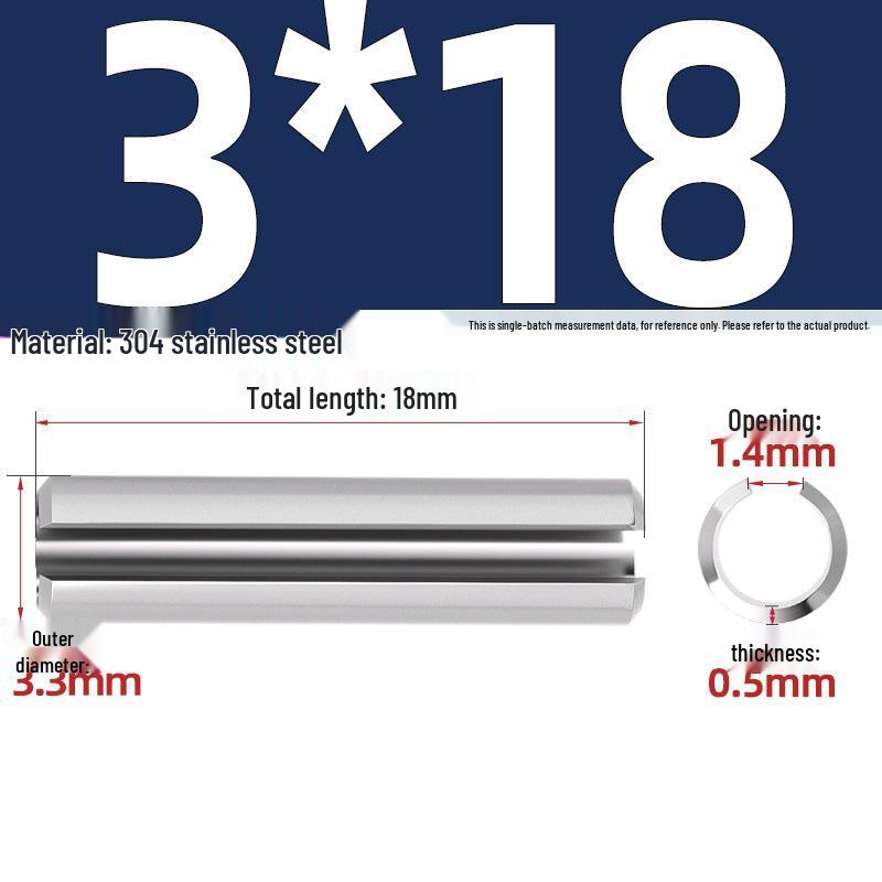 304 Stainless Steel Slotted Spring Pin, Cylindrical Shaft Pin, Locating and Hollow Pin (M5-M12)