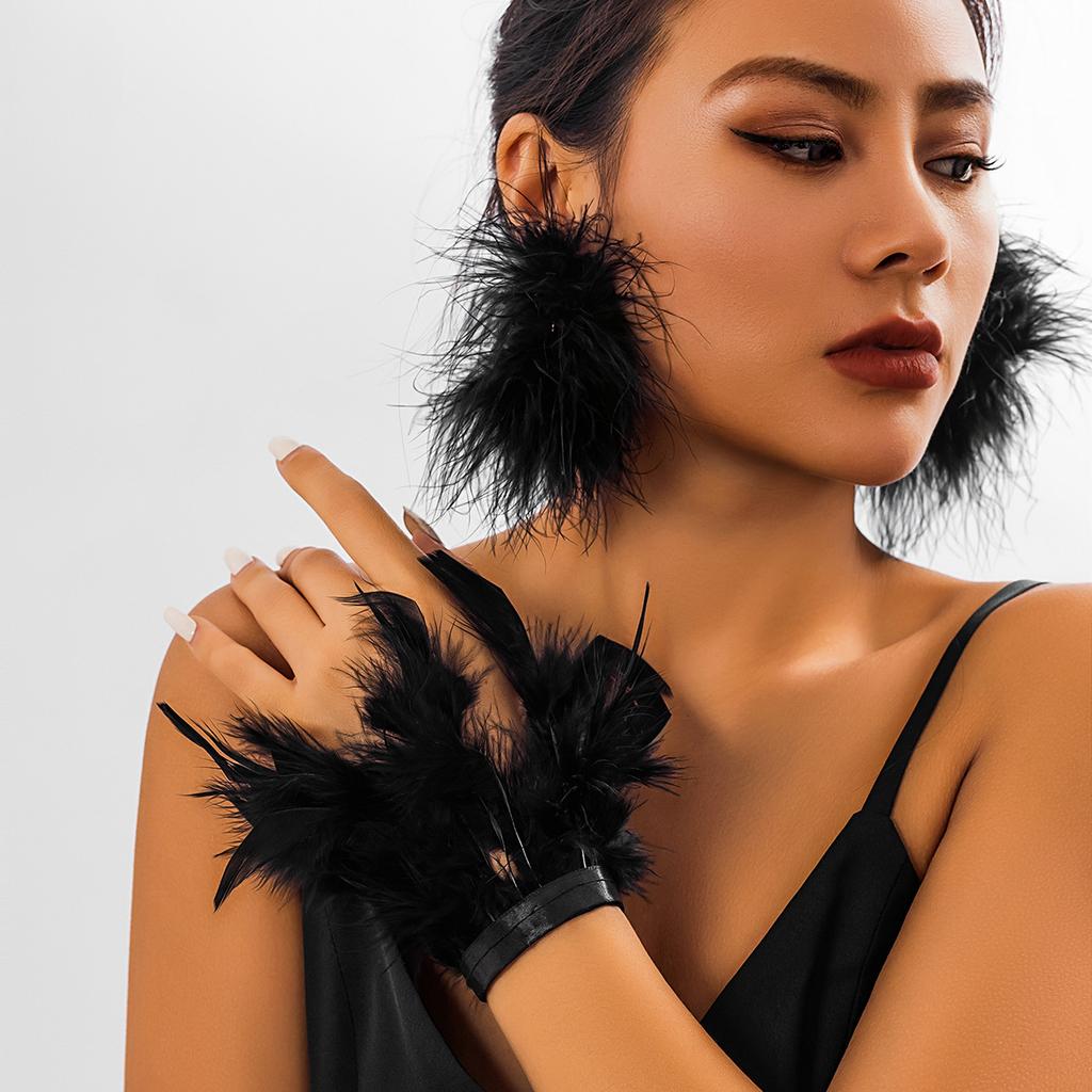 Exaggerated Party Short Chocker Sweet Cool Feather Collar, Ribbon Fluffy Niche Women'S Necklace