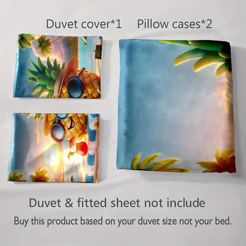 Pineapple tropical vacation Bedding Duvet cover sets Duvet covers Pillowcases gifts (1 * Duvet Cover 2 * Pillowcases, without duvet insert)