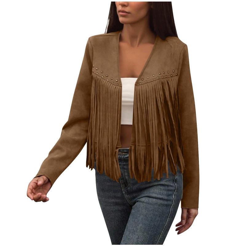 2026 Retro Ethnic Tassel Women's Cardigan Jacket - Stylish European & American E-commerce Fashion