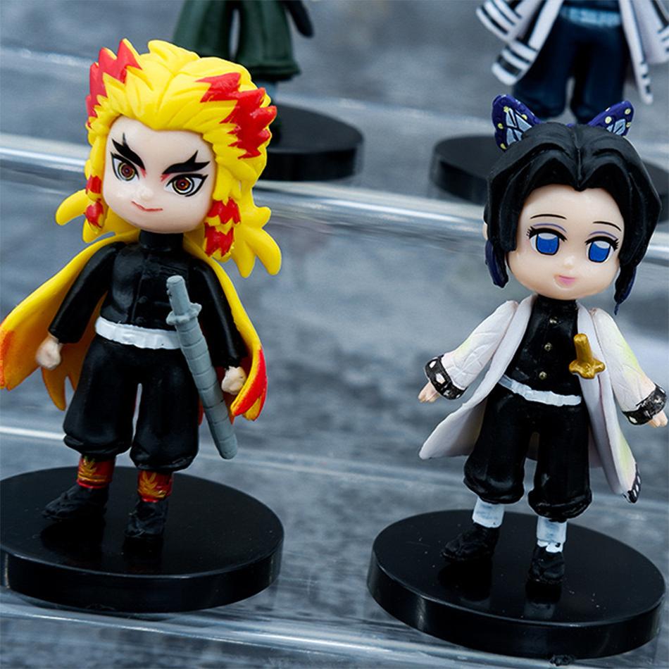 New 9pcs/Set Anime Demon Slayer Action Figures - Tanjirou Nezuko Zenitsu Inosuke Kyoujurou Q Version PVC Kawaii Toy Gift Set
