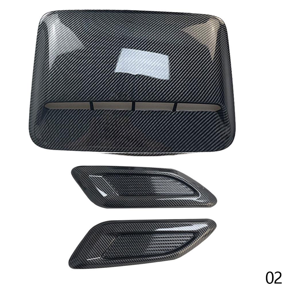 3Pcs/Set Universal Car Air Flow Intake Hood Scoop Vent Bonnet Decorative Covers Center Side Air Outlet Auto Exterior Accessories