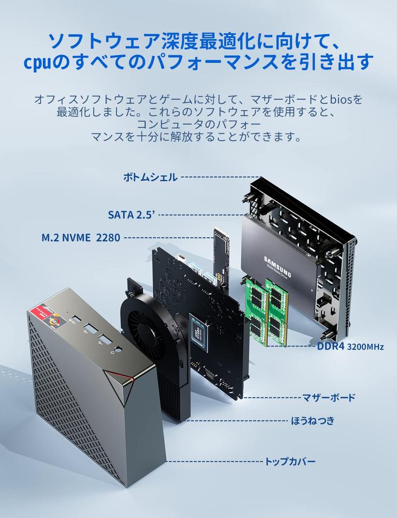 Mini PC with AMD Ryzen 7 16GB 512GB CPU up to Windows 11 4K 60Hz WiFi Bluetooth 5825U 5825U, RAM, SSD, 8C/16T 4.50GHz, Pro, 2.5" HDD, HDMI/Type-C/DP,