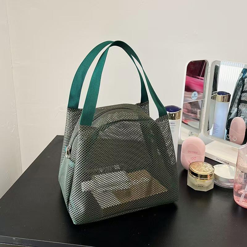 Mesh bag large capacity with handle, bag travel, makeup bag, beach bag portable, bag cosmetic zipper  Shopping bag,