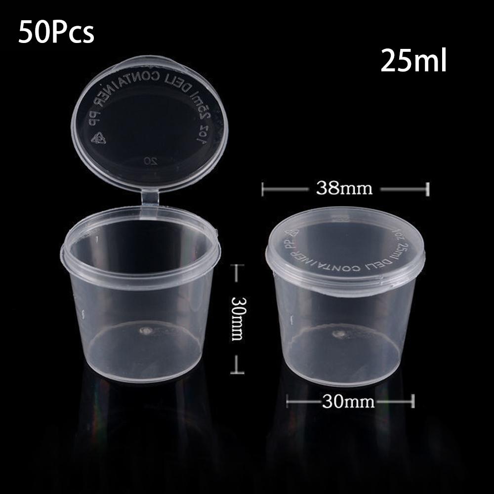 

50Pcs 25ml-125ml Plastic Takeaway Sauce Cup Containers Food Box Pigment Paint Box Palette Disposable Box Lemon Passion Fruit Box