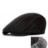 Beret Checkered Duckbill Retro Hat Vintage Men Woollen Cap Accessory Gift Adult