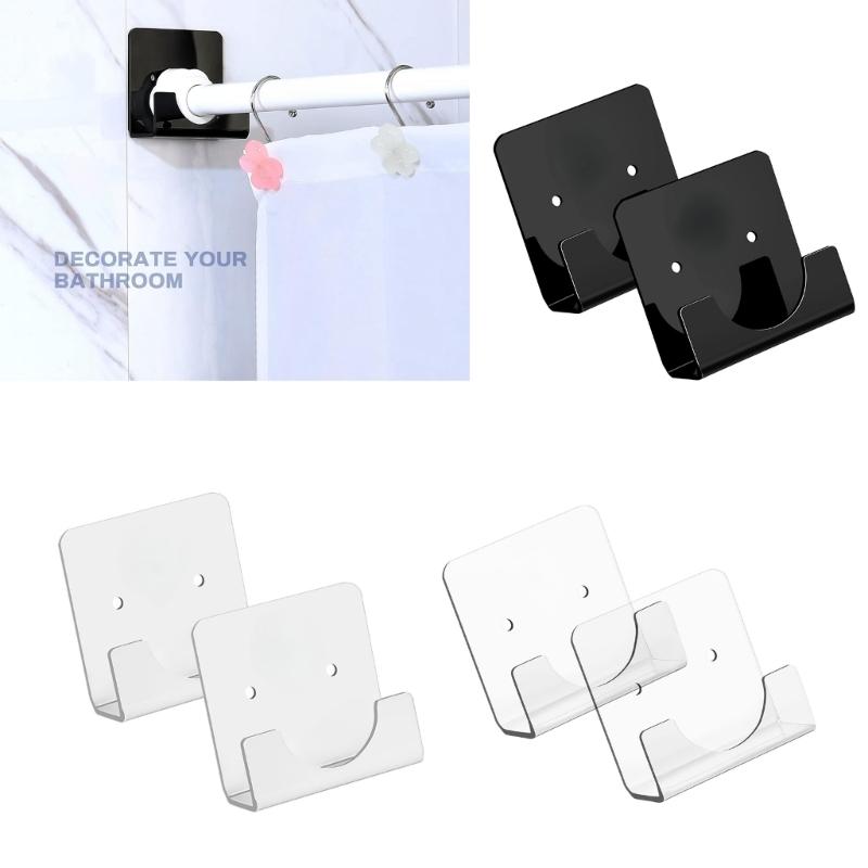 2Pieces Multipurpose Adhesive Shower Rod Retainer Ideal for Bathrooms and Kitchens Applications Hardware Daily Use