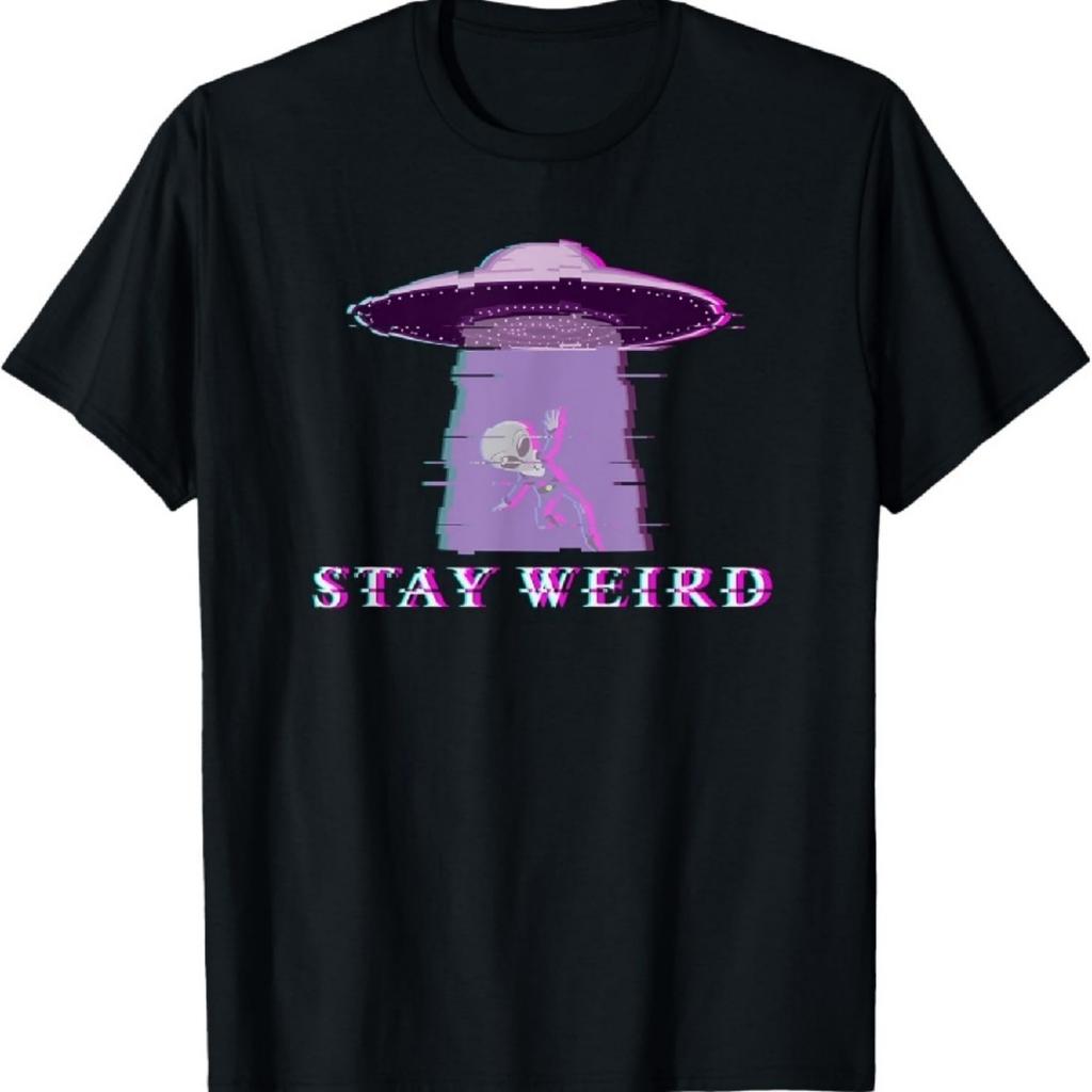 Alien Stay Weird UFO Vaporwave T-Shirt