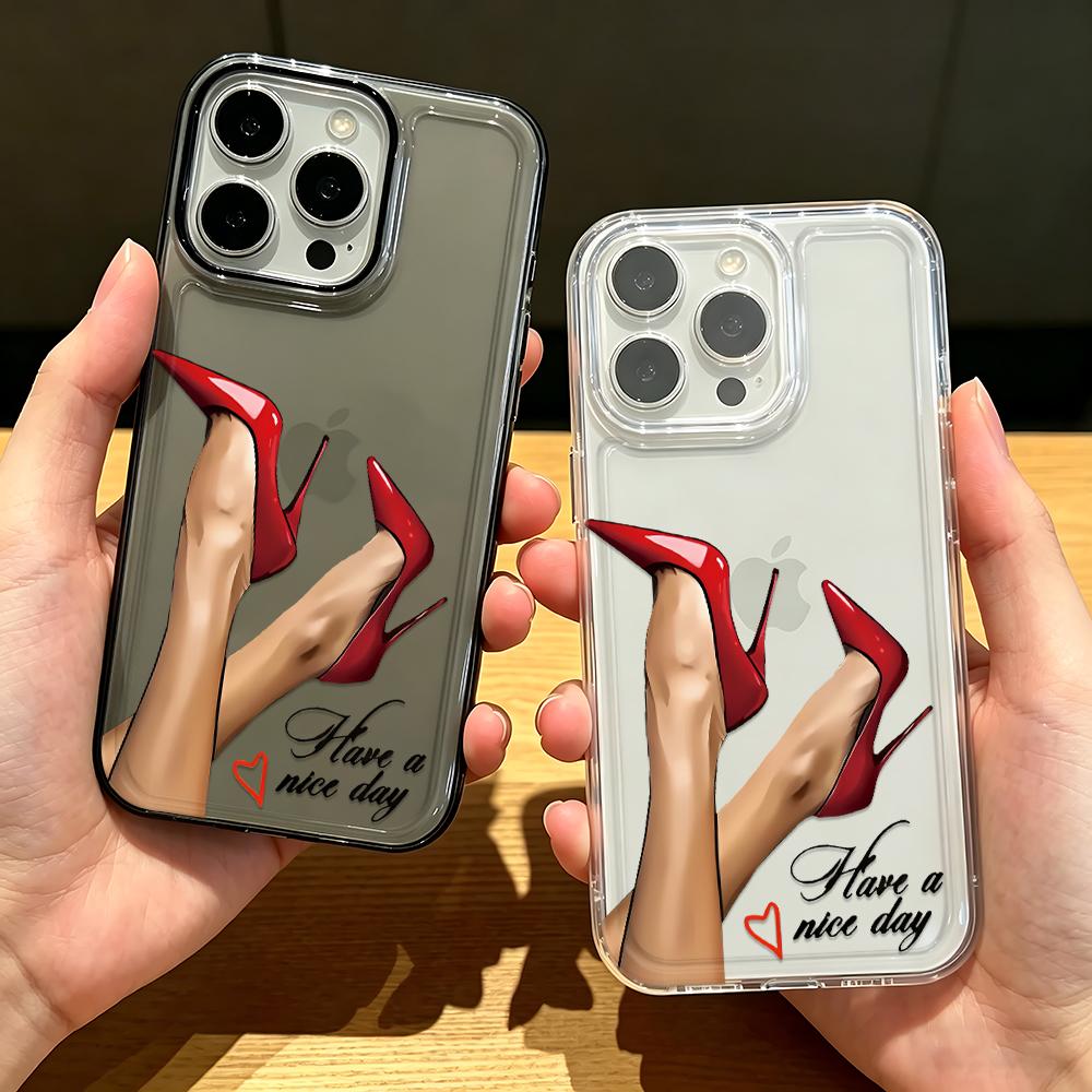 Red High Heels And Legs Phone Case For Iphone 16 Pro Max 17 Air 16 15 Pro 14 13 12 11 14 Plus Shockproof Silicone Funda Cover