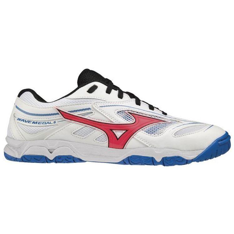 Mizuno Wave Medal 6 Unisex Low Top Training Shoes White Red Blue 81GA191521