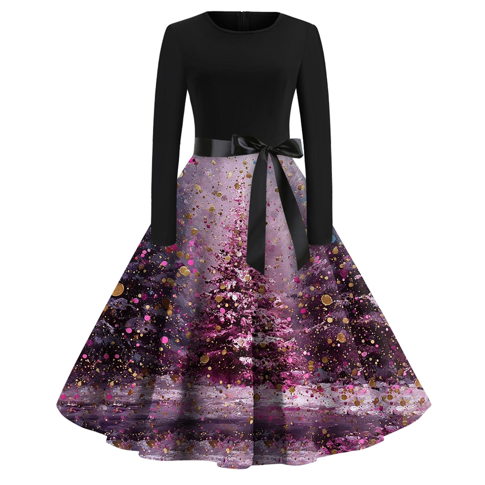 

Женское модное повседневное платье с круглым вырезом, принтом на Хэллоуин и длинными рукавами L