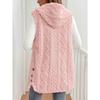 Damen zweiseitige Fleece-Weste, lässig, mit Kapuze, zum Knöpfen, ärmellos