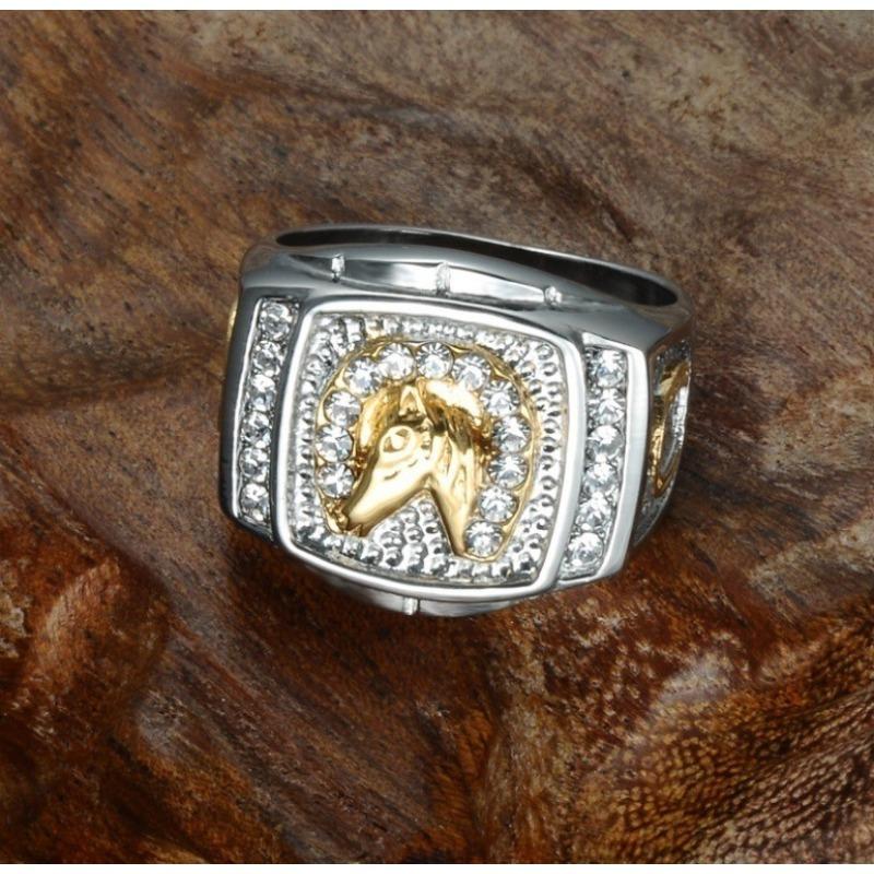 Men's Hip-hop Fashion Jewelry Horse Head Simple Ring