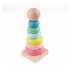 Rainbow Tower Rainbow Set of Columns Stacking Music Children's Early Education Color Quantity Cognition Wooden Ring Toy