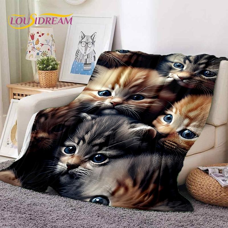 Gato persa 3D, gato de chita fofo, cobertores macios de desenho animado Ragdoll, cobertor para manter aquecido para camas de piquenique, sofá, casa, quarto, presente para criança