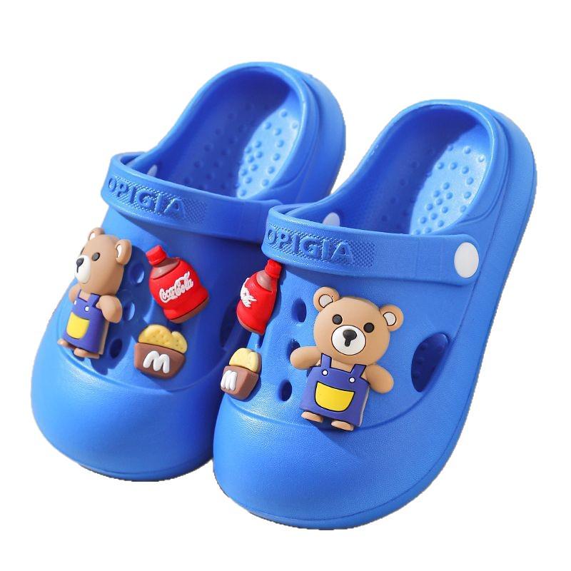 Children's Non-Slip Cartoon Beach Slippers, Closed-Toe for Ages 6-12, Two-Way Summer Shoes
