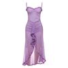Women's New Style Temperament Sexy Backless Mesh Suspender Long Skirt Solid Color Slim Dress