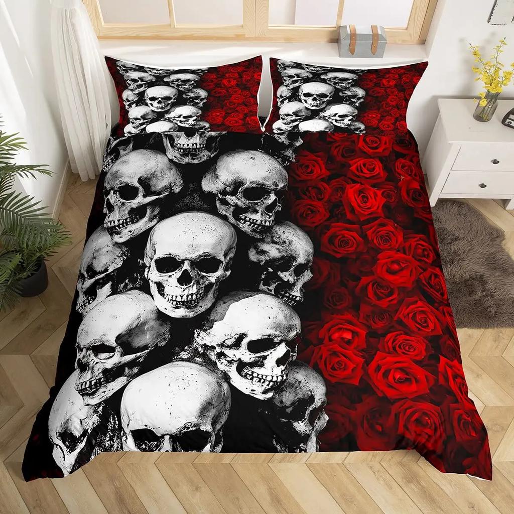 Octopus Duvet Cover King Size Skull Bedding Set Print Blue Decorative Luxury Horror Marine Life Room Decorations For Women Men