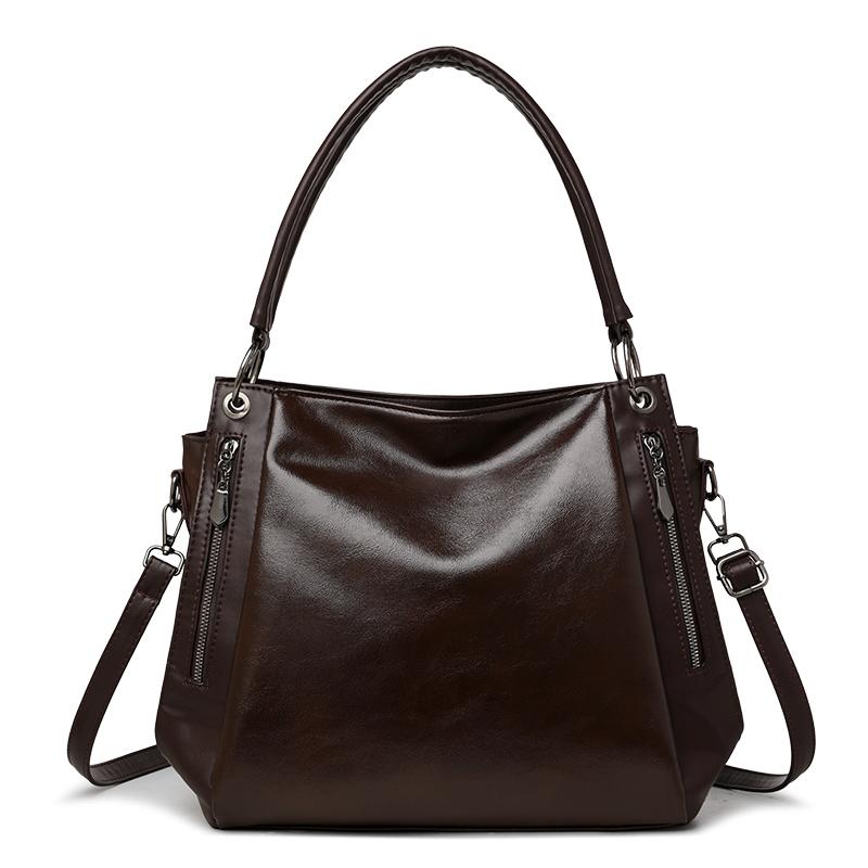 Elegancka torba typu tote z PU dla kobiet – Klasyczna torebka z bocznymi kieszeniami na podwójny zamek i regulowanym paskiem na ramię, Idealna do pracy i na co dzień