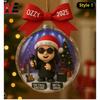 Heavy Metal Godfather Cartoon Christmas Ornament - Rock Hand Sign & Cross Acrylic Tree Decoration