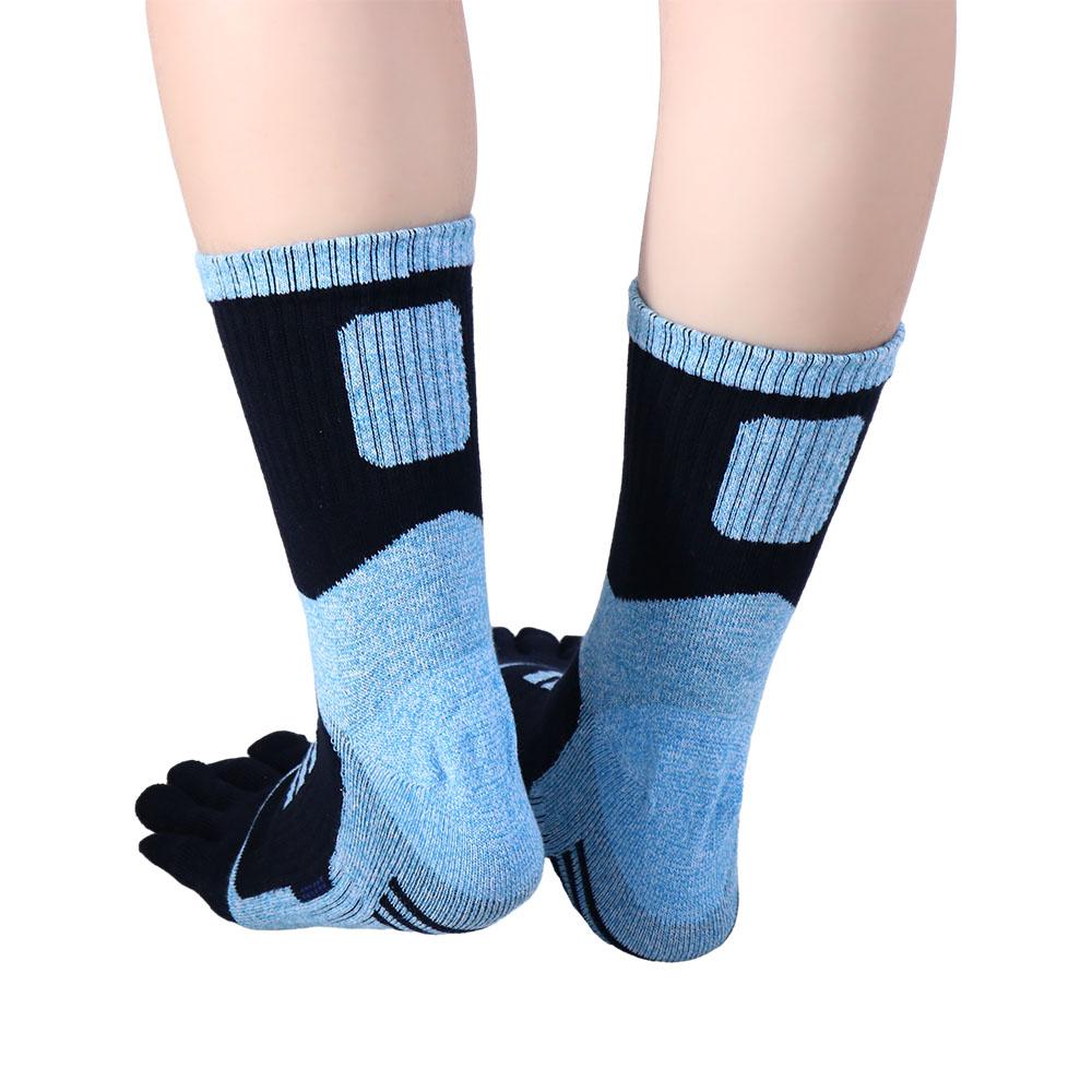 Patchwork Color Thick Long Tube Trendy Retro Middle Tube Hosiery Five Finger Socks Cotton Man Socks