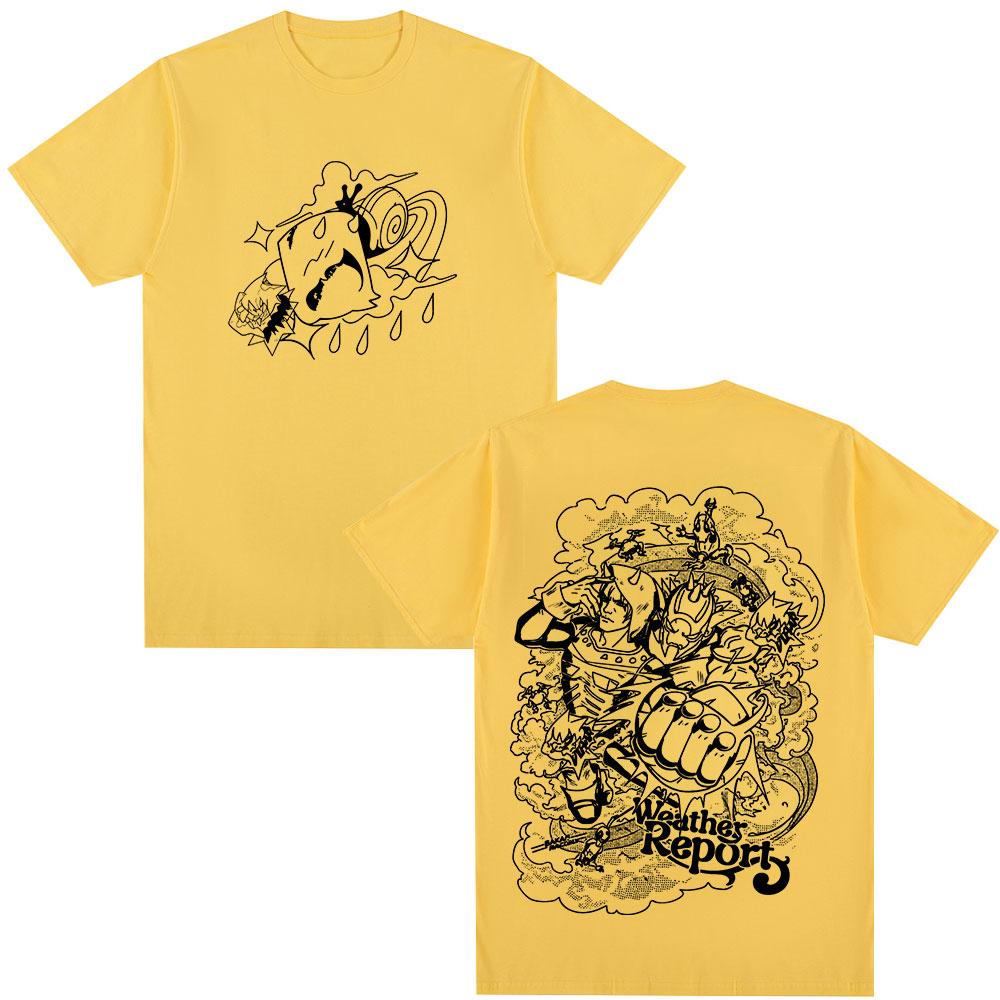 Anime Jojo Bizarre Adventure Weather Report T Shirts Men's Women Casual Cotton Short Sleeves Oversized T-shirts
