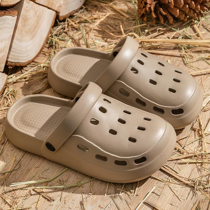 Adults Casual Solid EVA Sandals Summer Air Hole Deodorant Outdoor Shoes Big Platform Soled Beach For Women Men Couple Lovers