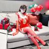 Red Mesh Sexy Christmas Lingerie Dress with Plush Details