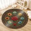 Vintage Datura Flower Round Area Rug,Carpet Rug for Living Room Bedroom Sofa Playroom Decor,Non-slip Floor Mat Q0051