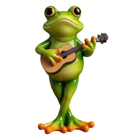 

Статуэтка Лягушки-Музыканта, выгравированная вручную, украшение лягушки с УФ-покрытием, мини-фигурка из смолы A