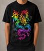 Rainbow Oriantal Dragon T-Shirt | Japanese Streetwear Unisex Tee | Asian Colorful Graphic Shirt