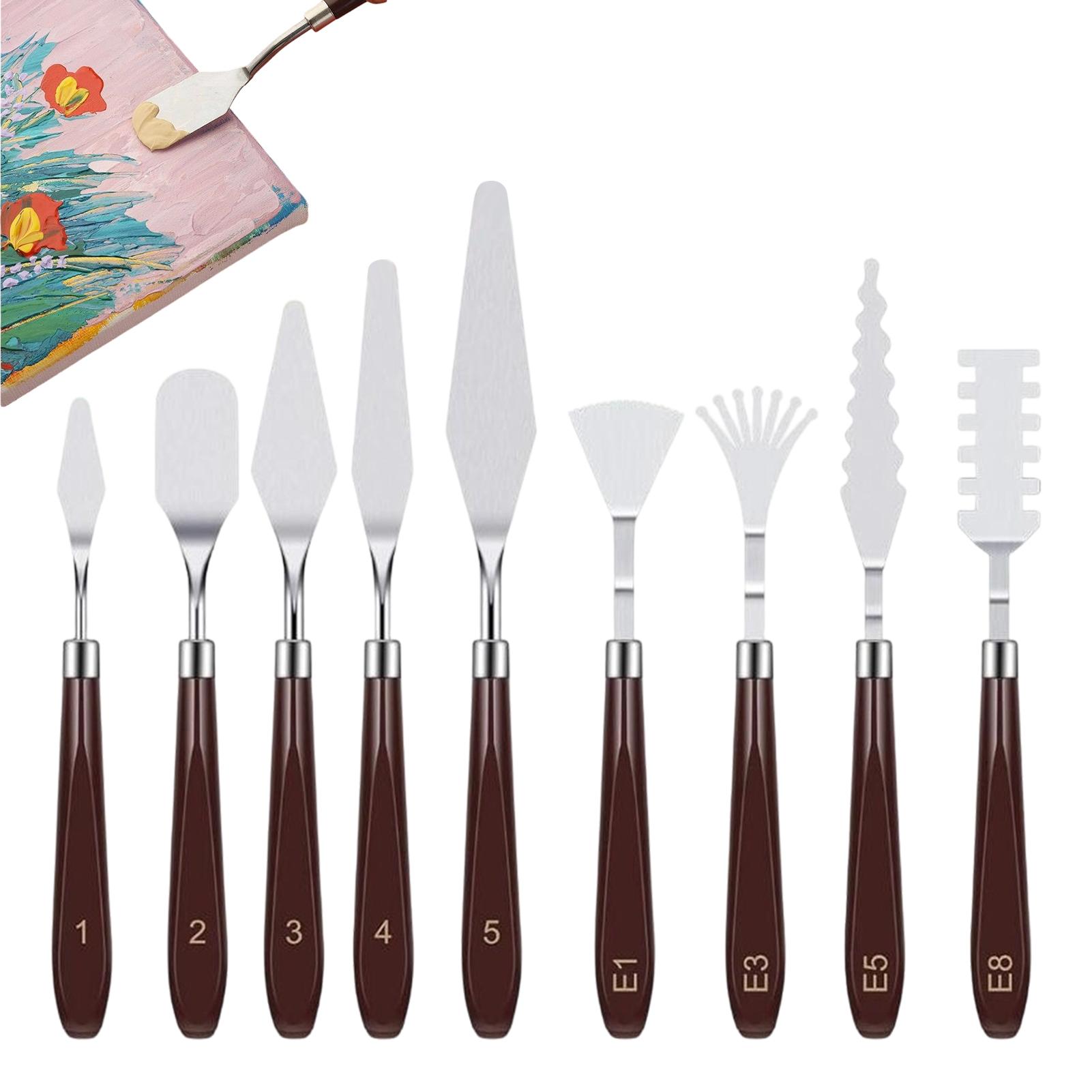 Набор из 9 шт. мастихинов, лопаток из нержавеющей стали, ножей для рисования с эргономичной ручкой, набор мастихинов для масляной живописи CN